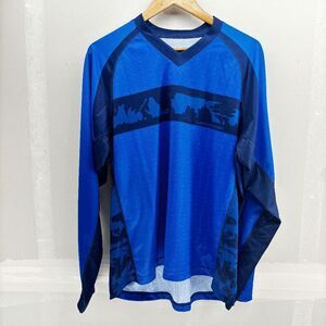 Cannondale Cycling V Neck Shirt Jersey Mens XL Black Blue Spellout EUC